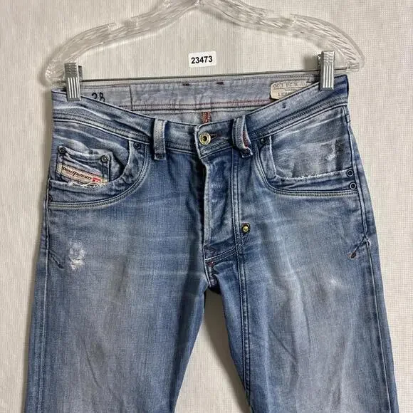 Diesel Men's Size 28x30 Blue Distressed Denim Y2K Straight Leg Jeans
